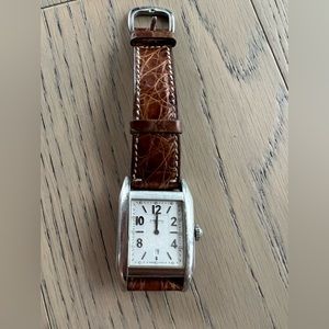 Coach brown leather silver watch